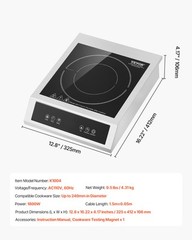VEVOR Portable Commercial Induction Cooktop 1800W Countertop Burner 9Temp Levels