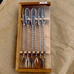 Vintage Armenian USSR Soviet Era Forks Set Of 6 Nickel Silver Melchior Filigree