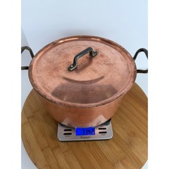 Fabrication Francaise Copper Pot Tin Lined w/ Lid 2 Handles 10.25″ 2 mm READ
