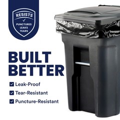Plasticplace 65 Gallon Black Heavy Duty Trash Bags, 50 Count