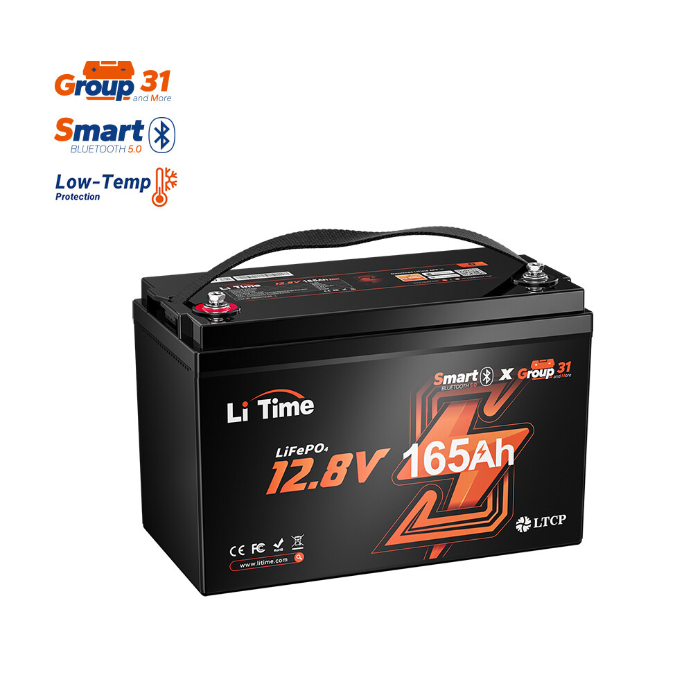 LiTime 12V 165Ah Smart Bluetooth Group31 LiFePO4 Lithium Battery For RV Marine