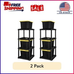 (2 pack) 4 Tier Tote Rack, Holds Four 27 Gallon Industrial Storage Totes, Heavy