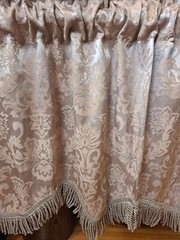 JCPENNY Wave Valance Tan Light Brown Silver Scroll Fringe Rod Pocket 24×54 1pc