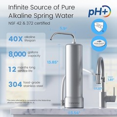 Waterdrop Alkaline Countertop Water Filter, 12 Months or 8,000 Gallons Long-Life