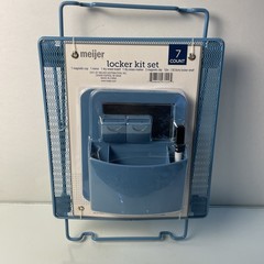 Meijer Locker Kit Set 7-Piece Blue Magnetic Shelf Mirror Dry Erase New
