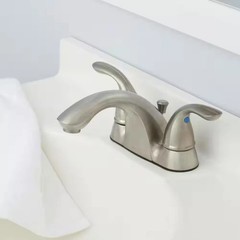 Glacier Bay Builders 4 in. Centerset Low-Arc Bathroom Faucet in Brushed Nickel