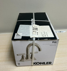 Kohler Rill 4-in Centerset Bathroom Sink Faucet with Drain, Polished Nickel