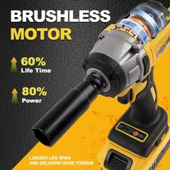 20V Cordless Impact Wrench 1/2″ 500Nm High Torque Brushless Drill w/ 2 Batteries