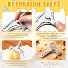 Stainless Steel Wire Cheese Slicer with 4 Extra Wires Adjustable Thickness Hand