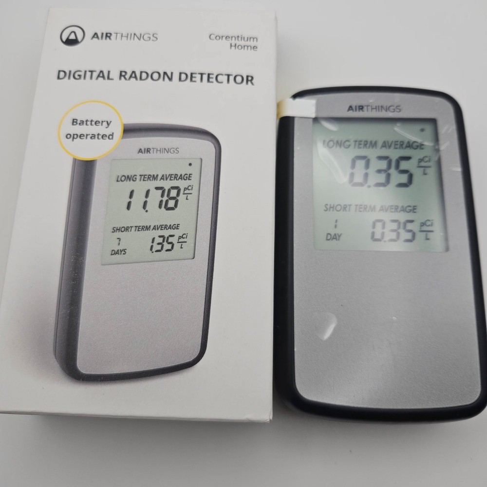 Airthings Corentium Home Digital Radon Detector open box air quaity monitor