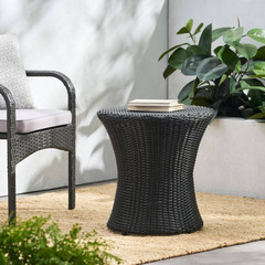 19.75 In. H Outdoor Wicker Accent Table, Aluminum Frame Space-Saving Durable Sid