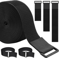 1.5In x 16Ft Cinch Straps Heavy Duty W/ 20 Buckles Black Nylon Hook & Loop