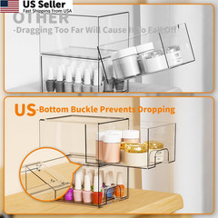 Yieach 4 Pack Clear Stackable Storage Drawers,4.4” 4 PCS, Clear-4.4 In Tall