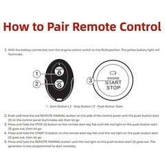Remote Control Key Fob for Westinghouse WGen9500 WGen9500c WGen9500DF Generator