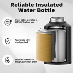 1 Gallon Insulated Water Bottle – 128oz Leak Proof Stainless Steel Water Jug