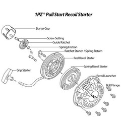 Pull Start Starter Recoil W/ Cup 4HP 5.5HP 6.5HP Honda GX120 GX160 GX168 GX200