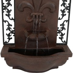 French Lily Polystone Outdoor Wall Fountain – Iron by Sunnydaze