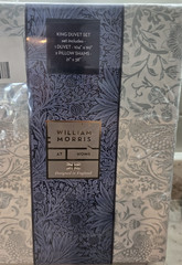 WILLIAM MORRIS KING duvet set STRAWBERRY THIEF TONAL-SOFT MINERAL 100%cotton NEW