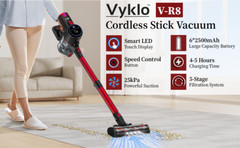 VYKLO 55Min Cordless Handheld Stick Vacuum Cleaner Floor Carpet Xtra Battery Red