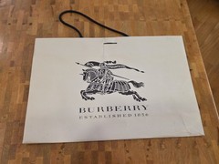 Burberry Empty Shopping Bag Tissue 1856 Tan Silver 16.5 x 11.5 x 4.5 FREE S&H