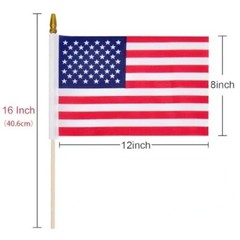 12pc 8″x12″ American Flag – 16″ Pole Flag Spearhead Flags Handheld Flags USA