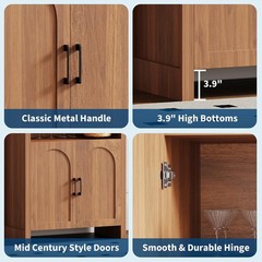 Bookshelf Arched Cabinet with Storage Bookcase Kitchen Pantry Display Storage