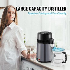 VEVOR Water Distiller 4L Water Purifier Countertop Stainless Steel Interior 750W