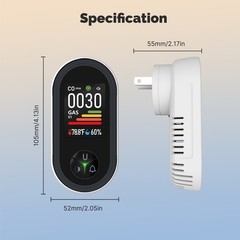 MOES Plug-In Carbon Monoxide & Natural Gas Detector Dual Alarm with Temp Monitor