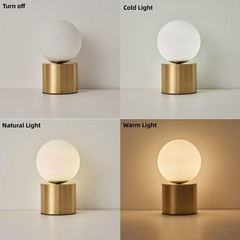 Mid Century Modern Table lamp Luxury Gold Bedroom Bedside Night Light White G…