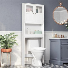 Over The Toilet Storage Cabinet Bathroom Shelf Organizer with Anti-Tip Device
