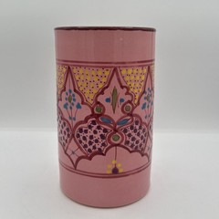 Unique Le Souk Ceramique Malika Tunisia Pink Green Blue Cylinder Utensil Holder