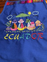 Ecuador Embroidered Apron Blue Andean Folk Art Woven Pockets Latin American