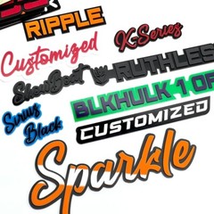 Customized Car Acrylic Emblem Badge MULTI COLOR Custom Text Names