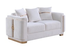 NEW 2PC White Gold Sofa Loveseat Luxe Glam Contemporary Modern Living Room Set