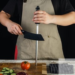 Honing Steel Knife Sharpening Rod 12 inches Premium Carbon Steel Knife Sharpener